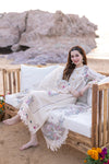 QALAMKAR -WHITE 3PC LAWN EMBROIDERED SHIRT WITH ORGANZA CUTWORK EMBROIDERED DUPATTA AND TROUSER - 455