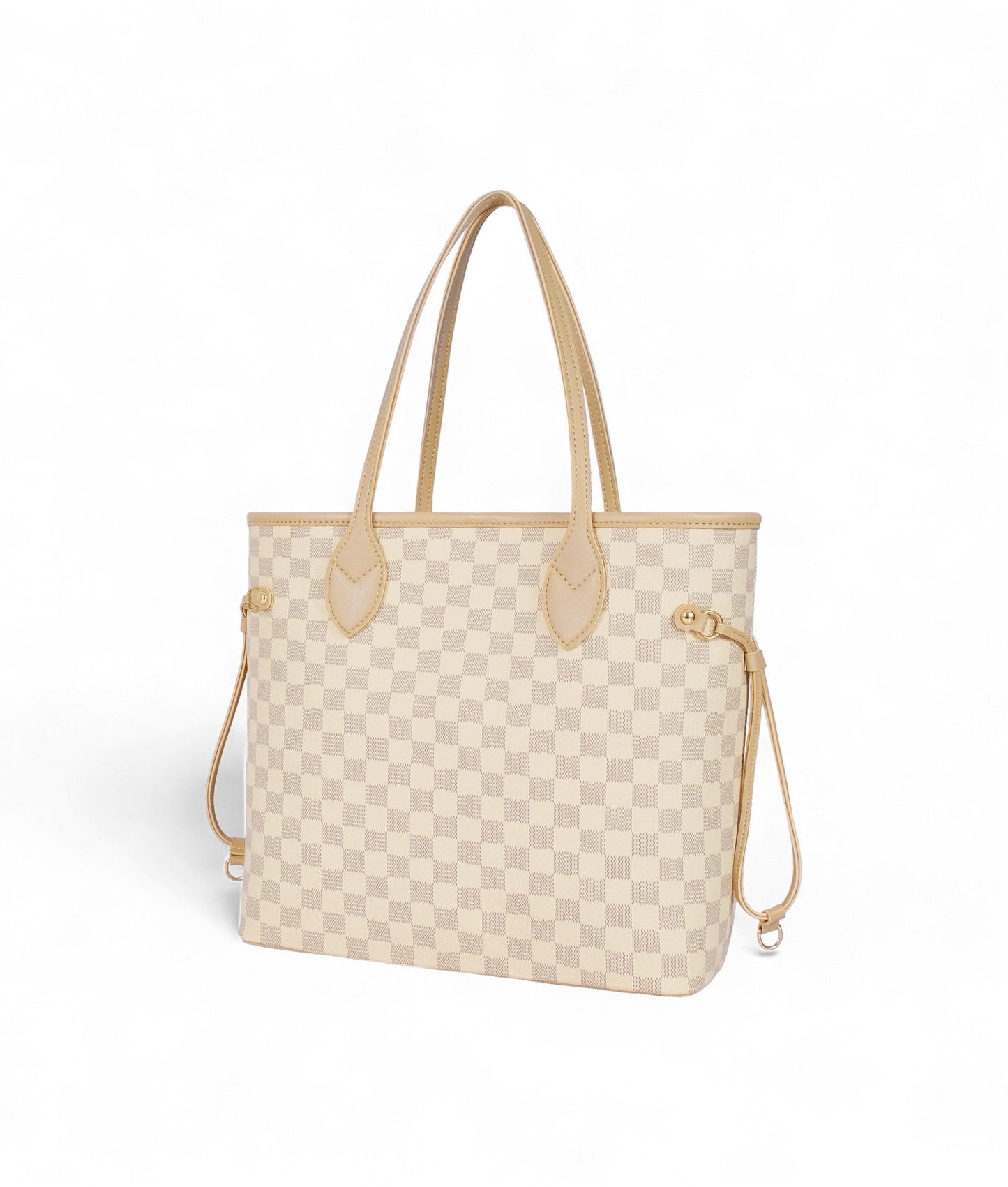 Off-white Checkered Tote Bag with pouch C-154