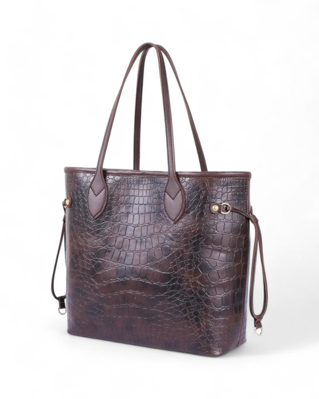 Dark Brown Croc Neverfull Tote Bag C-142