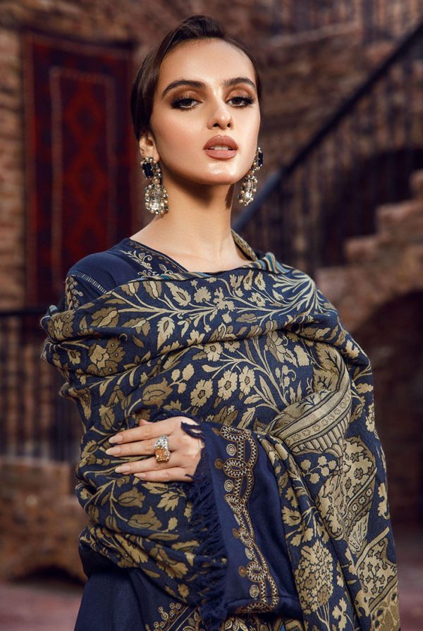 3PC-Heavy Embroidery Dhanak Stuff With Printed Wool Shawl MB-1155