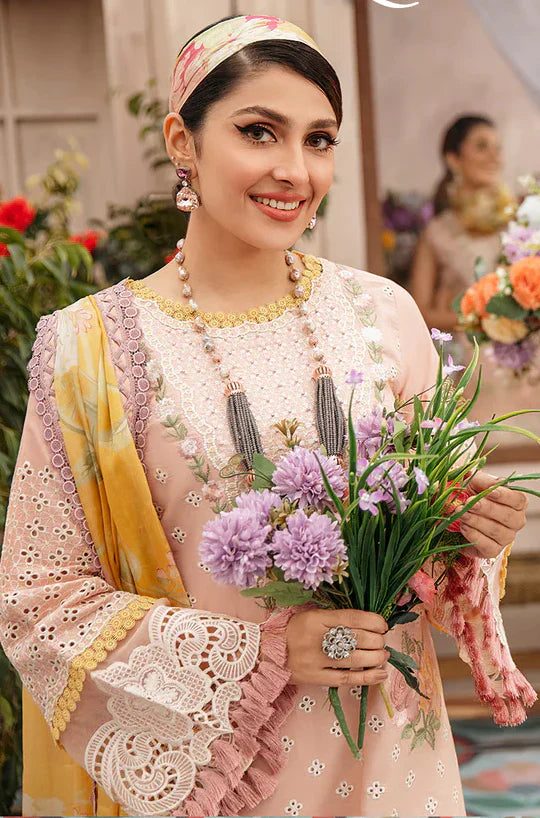 3 Piece Embroidered Lawn Shirt with Digital Printed Silk Dupatta MS 22