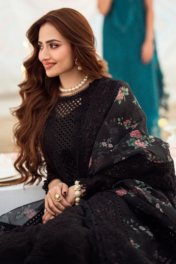 NUREH - 3PC LAWN EMBROIDERED SHIRT WITH COTTON NET PRINTED EMBROIDERED DUPATTA AND TROUSER - C 520