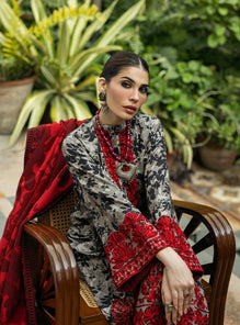 3 Pcs Digital Printed Lawn Shirt Trouser and Dupatta with Embroidered Patches MB 437
