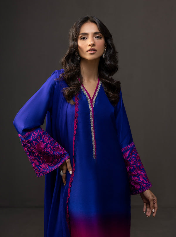 Zainab Chottani - 3 Piece Unstitched Embroidered and Printed SIlk Suit 230