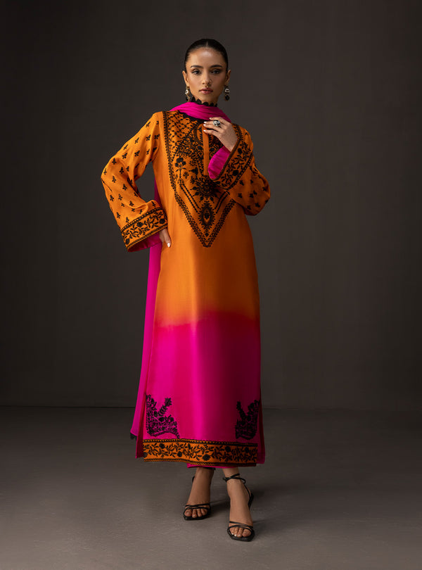 Zainab Chottani - 3 Piece Unstitched Embroidered and Printed SIlk Suit 228