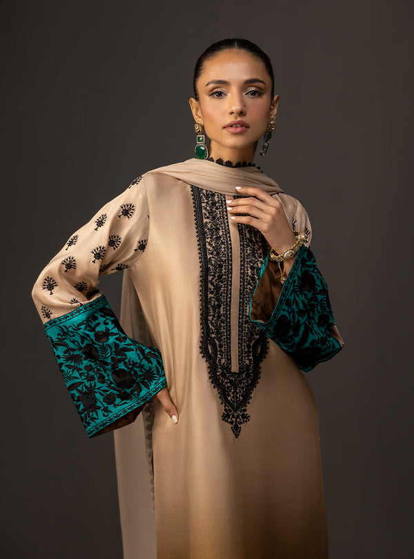Zainab Chottani - 3 Piece Unstitched Embroidered and Printed SIlk Suit 229