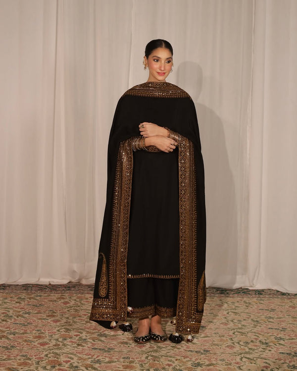 Black Mystique DhanakUnstitched| 3-Piece UnStitched Suit- 239