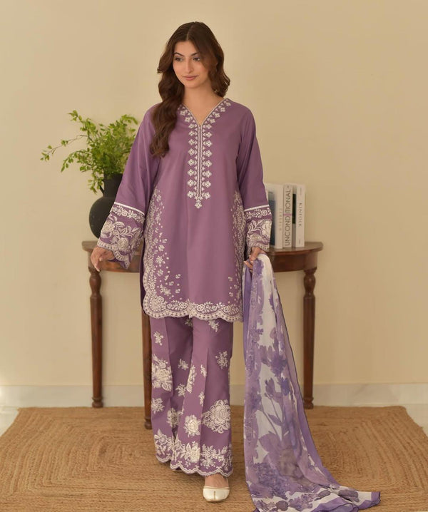 Summer Unstitch 3Piece Lawn Embroidered Suit-730