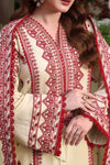 ASIM JOFA-3PC UNSTITCH DHANAK EMBROIDERED SHIRT WITH EMBROIDERED SHAWL & TROUSER- 672