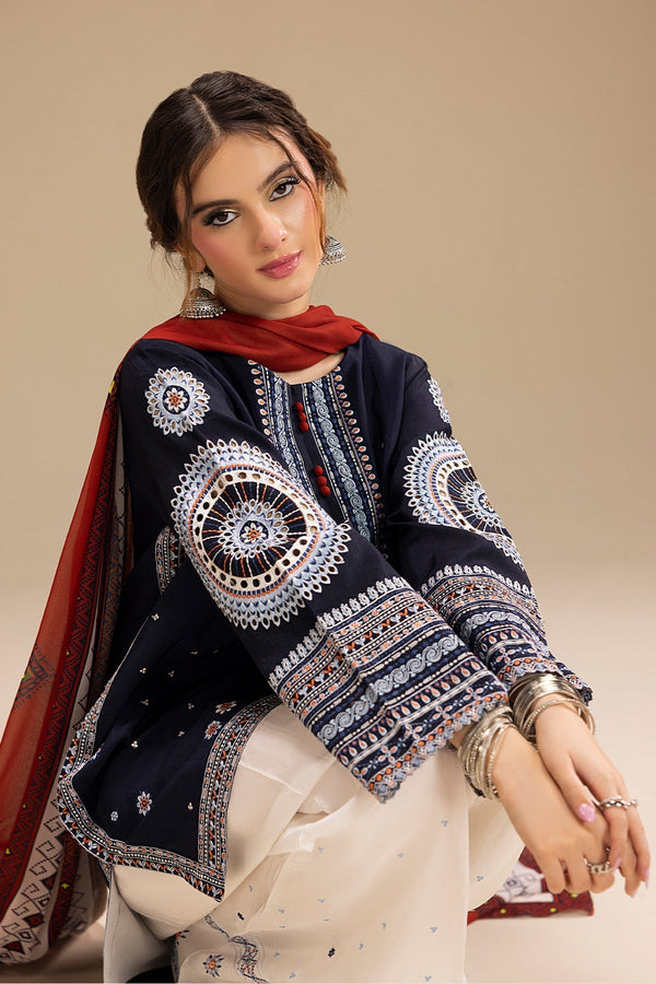 JAZMIN - UNSTITCHED 3PC DHANAK EMBROIDERED SUIT 241