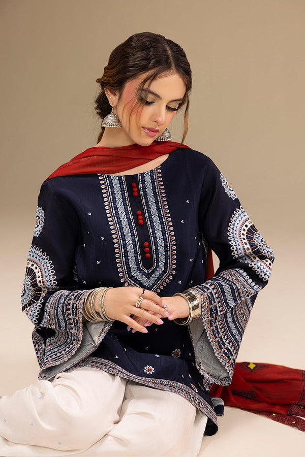 JAZMIN - UNSTITCHED 3PC DHANAK EMBROIDERED SUIT 241