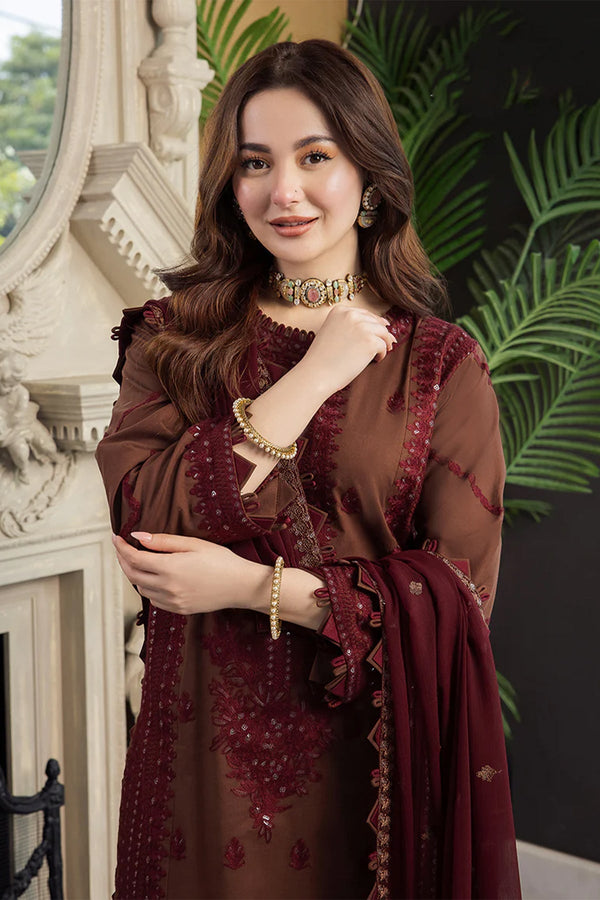 ASIM JOFA - 3PC LAWN EMBROIDERED SHIRT WITH CHIFFON EMBROIDERED DUPATTA AND TROUSER - Aj 2556