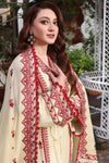 ASIM JOFA-3PC UNSTITCH DHANAK EMBROIDERED SHIRT WITH EMBROIDERED SHAWL & TROUSER- 672