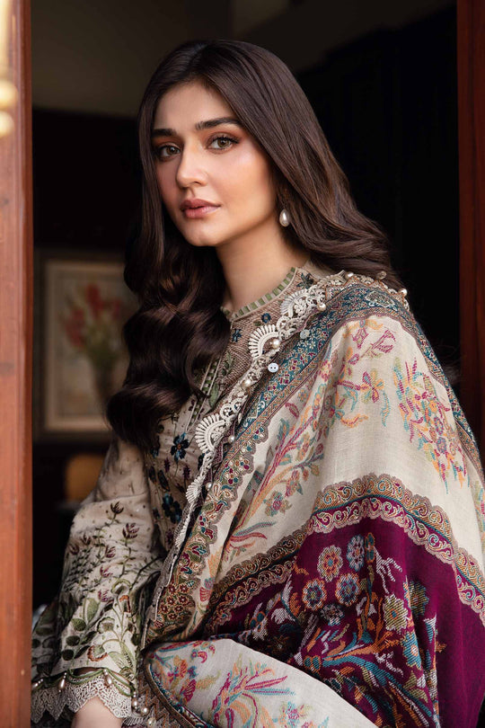 Dhanak-3PC Unstitch Embroidered Shirt with Digital Printed Wool Shawl -669