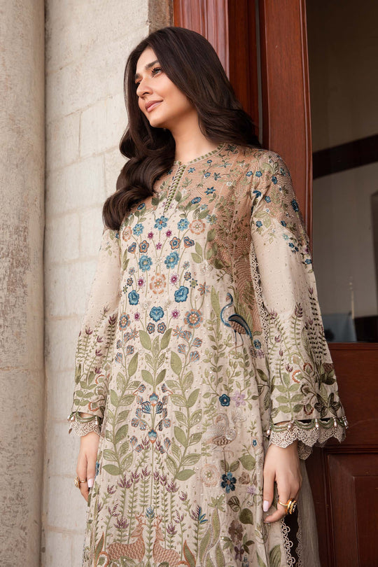 Dhanak-3PC Unstitch Embroidered Shirt with Digital Printed Wool Shawl -669