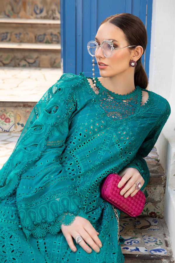 3Pc Embroidered Lawn Shirt with Embroidered Bamber Chiffon Dupatta MB 2595