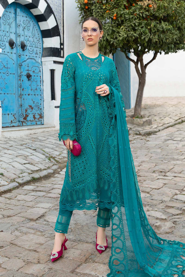 3Pc Embroidered Lawn Shirt with Embroidered Bamber Chiffon Dupatta MB 2595