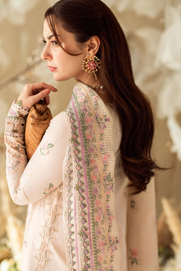 QALAMKAR - 3PC LAWN EMBROIDERED SHIRT WITH COTTON NET EMBROIDERED DUPATTA AND TROUSER - 10013