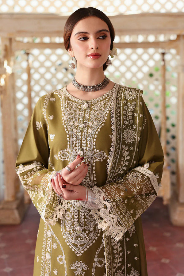 3PC DHANAK EMBROIDERED SHIRT WITH DHANAK EMBROIDERED SHAWL AND TROUSER - MR 590