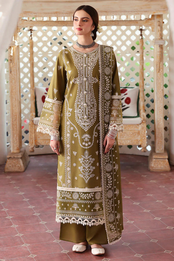 3PC DHANAK EMBROIDERED SHIRT WITH DHANAK EMBROIDERED SHAWL AND TROUSER - MR 590