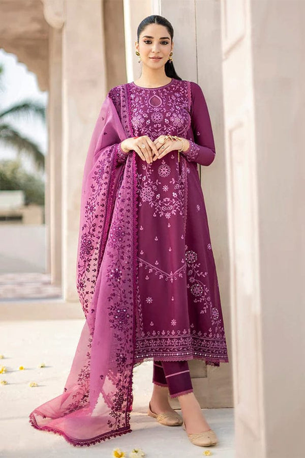 3 Piece Embroidered Lawn Shirt with Embroidered Organza Dupatta CS 84