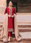 3-PC Embroidered Dhanak Shirt with Embroidered Dhanak Shawl ZK-970