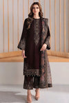 3-PC Embroidered Velvet Shirt and Trouser with Printed Organza Dupatta BQ-1015