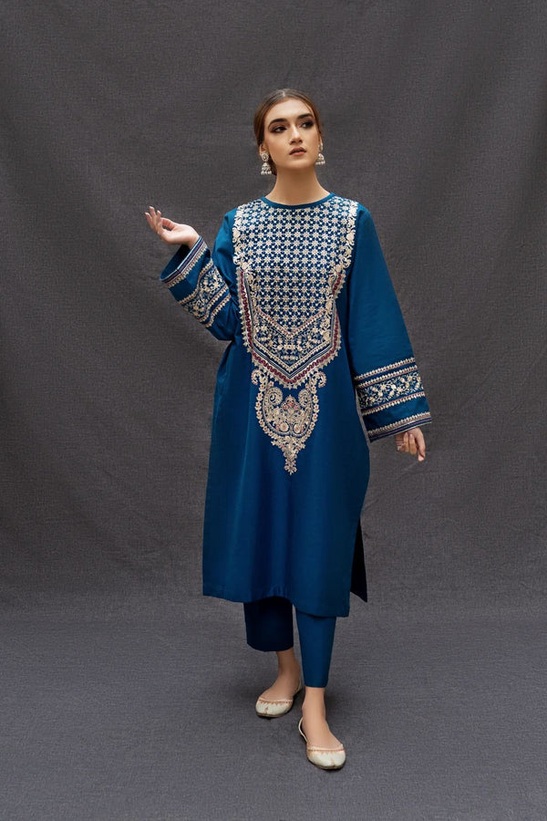 2 Piece Embroidered Dhanak Shirt and Trouser BA-69