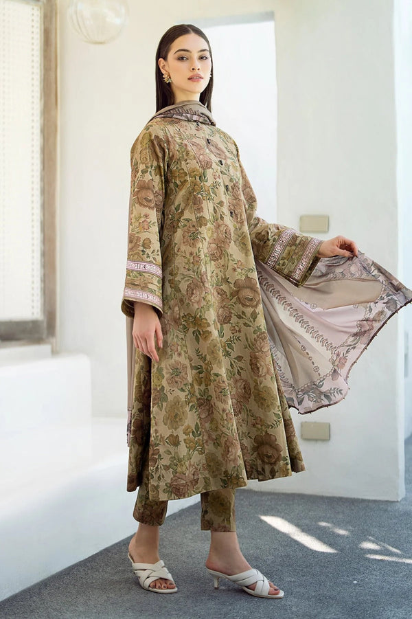 3 Piece Digital Printed Khaddar Shirt with Khaddar Dupatta BK-177