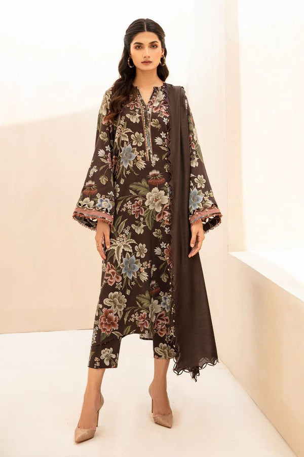 3-Piece Unstitch Digital Printed Khaddar Shirt Trouser and Dupatta BK-182