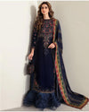 3 Pcs Embroidered Velvet Shirt and Chiffon Dupatta with Silk Trouser JZ-990