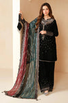 3 Pcs Embroidered Velvet Shirt and Trouser with Embroidered Chiffon dupatta JZ-995