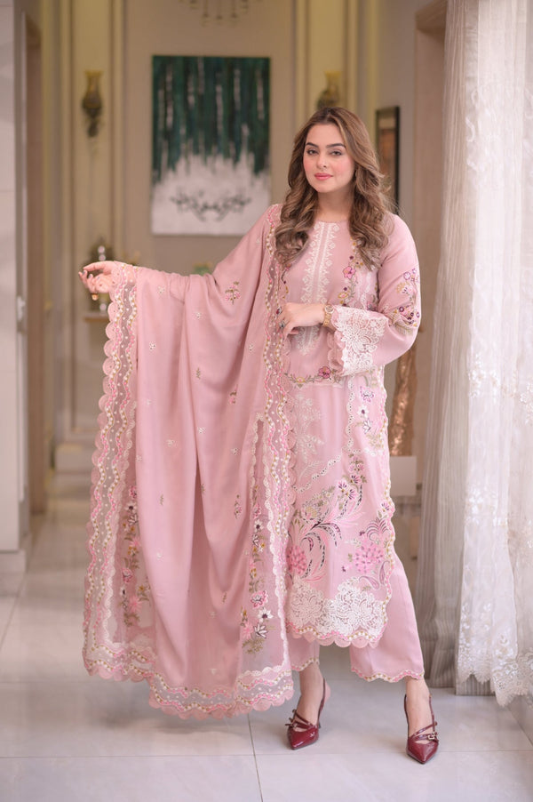 3Pc-Lawn Unstitched Embroidered Collection with Chiffon Dupata-701