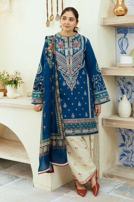 3 Piece Embroidered Lawn Shirt and Trouser with Printed Poly Lawn Dupatta ZS 50L