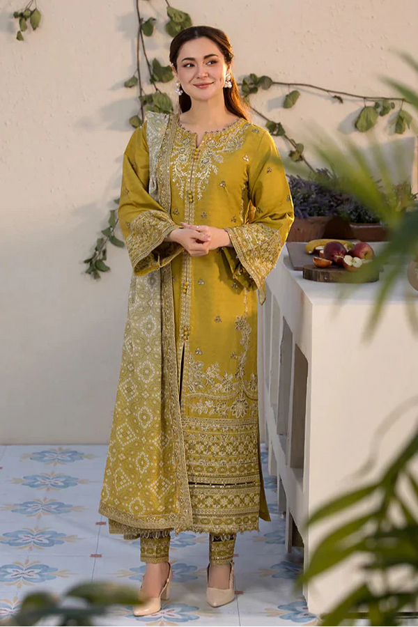Dhanak-3PC Embroidered Shirt with Digital Twill Printed Shawl 260