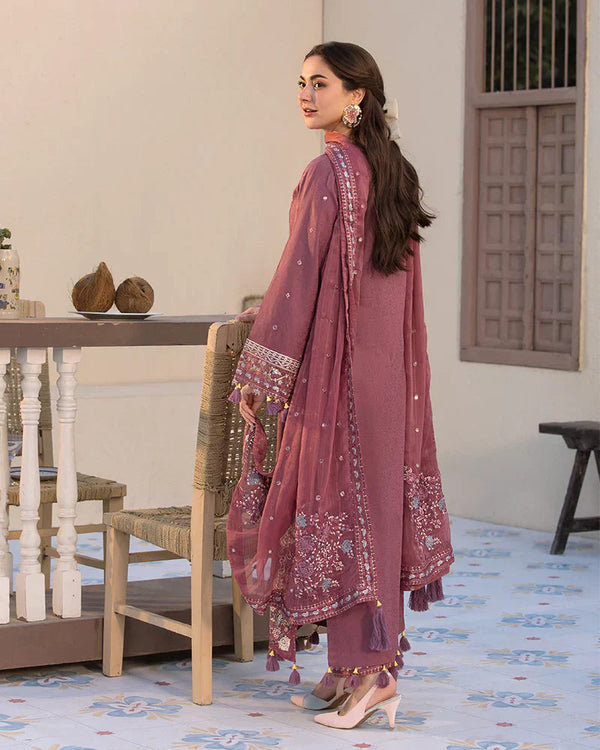 Dhanak-3PC Unstitch Embroidered Shirt with Chiffon Embroidered Dupatta-1321W