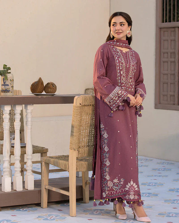 Dhanak-3PC Unstitch Embroidered Shirt with Chiffon Embroidered Dupatta-1321W