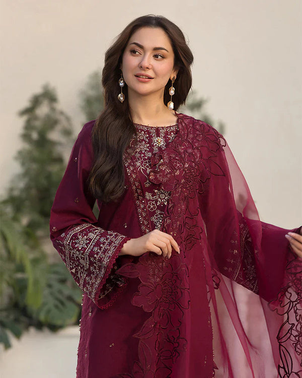 Dhanak -3PC Embroidered Shirt with Organza Embroidered Dupatta 1351W