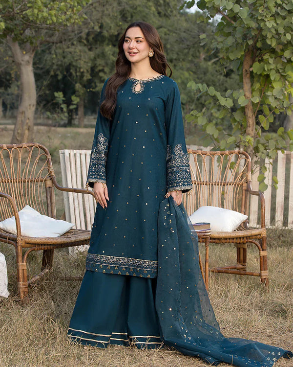 Dhanak-3PC Unstitch Embroidered Shirt with Organza Embroidered Dupatta- 110