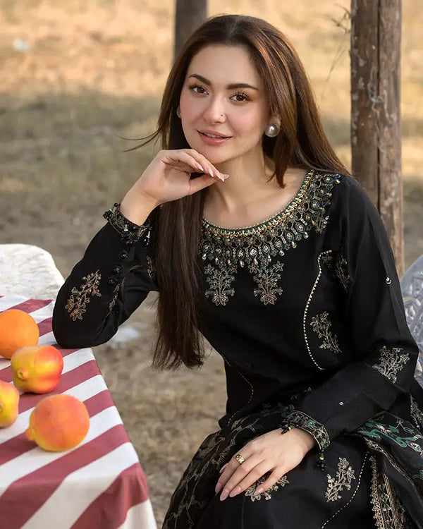 Dhanak -3PC Unstitch Embroidered Shirt with Digital Printed Silk Dupatta-109