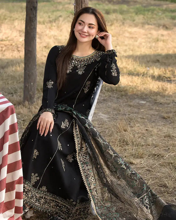 Dhanak -3PC Unstitch Embroidered Shirt with Digital Printed Silk Dupatta-109