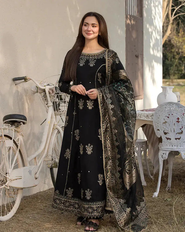 Dhanak -3PC Unstitch Embroidered Shirt with Digital Printed Silk Dupatta-109