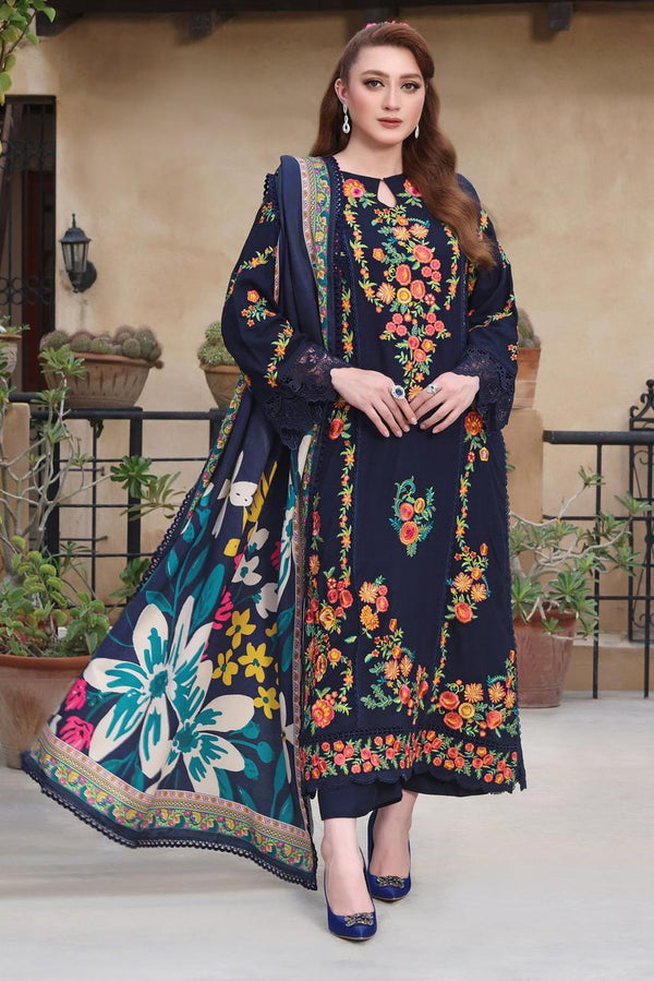 3PC LAWN EMB SHIRT WITH JAQUARD PRINTED DUPATTA & TROUSER-676
