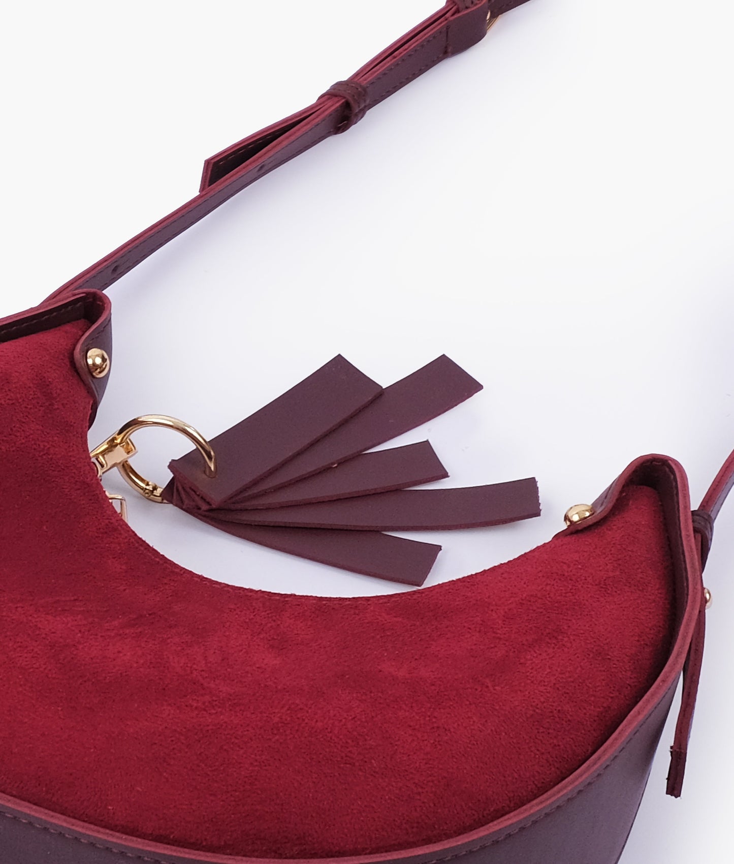 Burgundy Suede Moon Hobo Bag