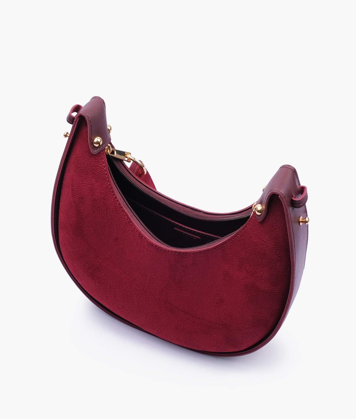 Burgundy Suede Moon Hobo Bag
