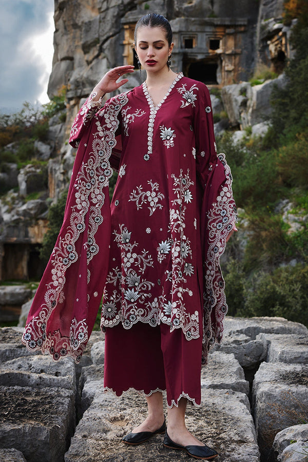 IMAGE-3PC LAWN EMBROIDERED SHIRT WITH MONARK EMBROIDERED DUAPATTA AND TROUSER-ADR-3715