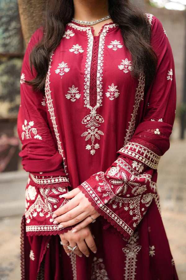 Aneelas Stitched Dhanak Emb 3pc Emb Chiffon Duppata V737