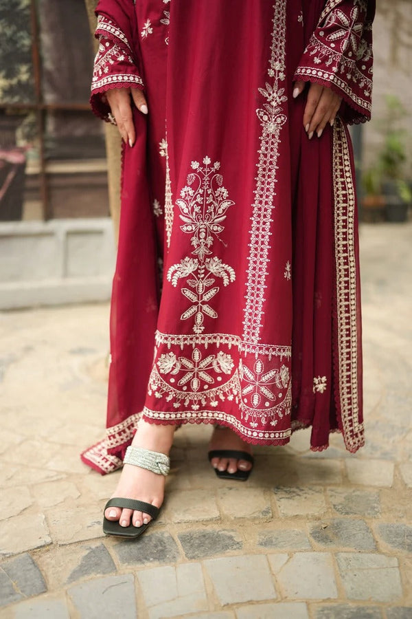 Aneelas Stitched Dhanak Emb 3pc Emb Chiffon Duppata V737