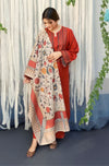 3 Piece Embroidered Dhanak Shirt with Printed wool shawl BR-845