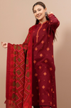 3 Piece Embroidered Dhanak Shirt WithPrinted Wool Shawl RS-705